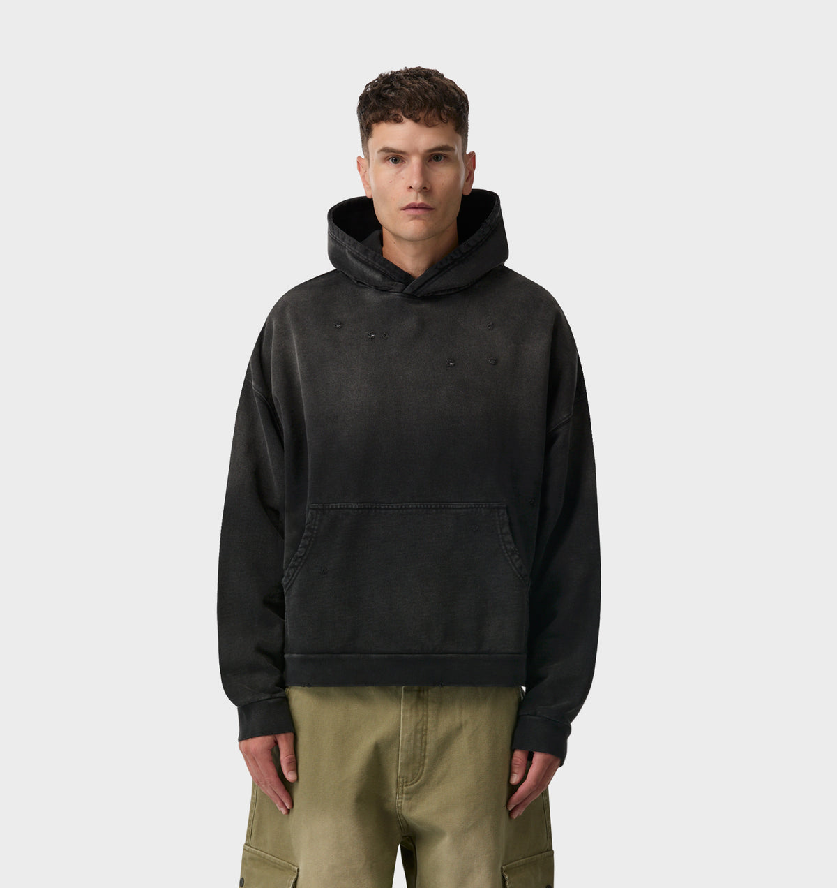 Distressed Oversized Hood - Faded Black | I Love Ugly
