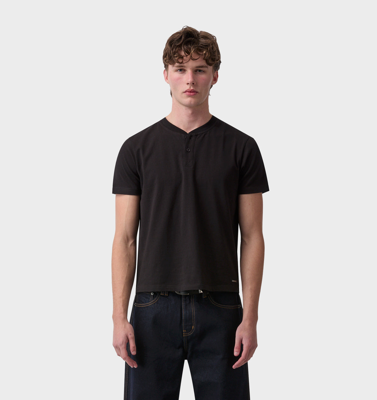 Henley Muscle Tee - Black