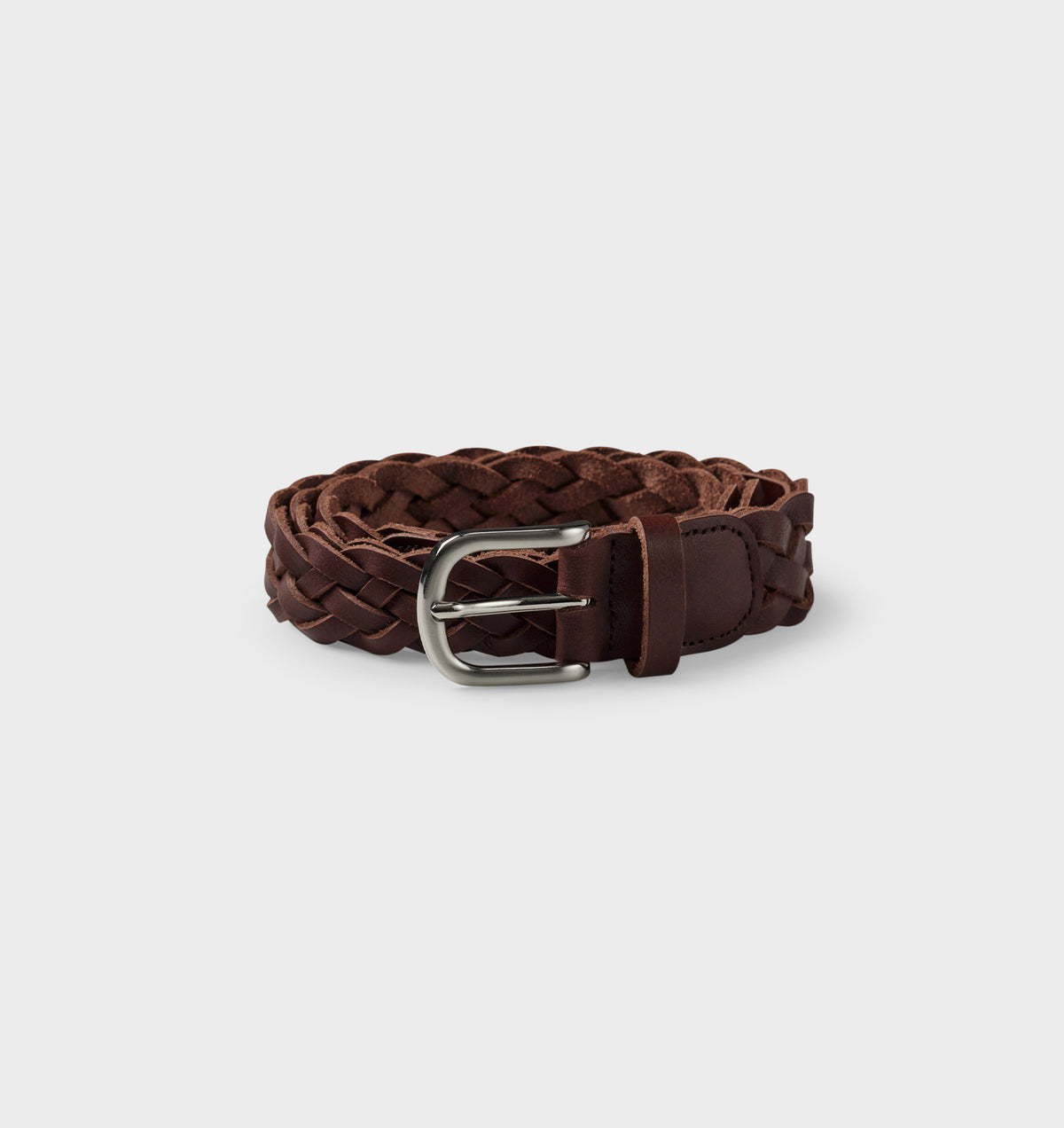 Hand-Braided Leather Belt - Brown