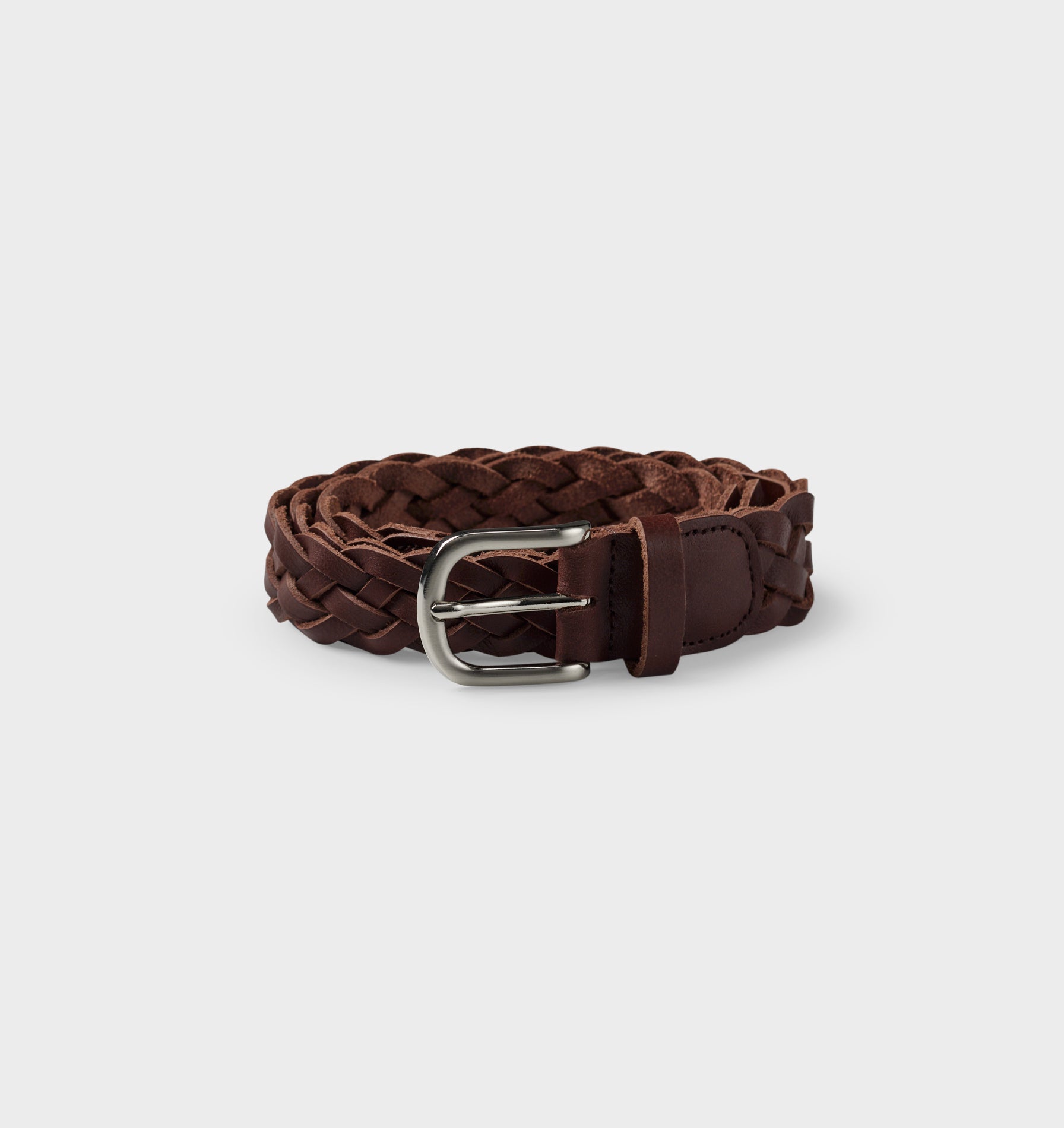 Hand-Braided Leather Belt - Brown