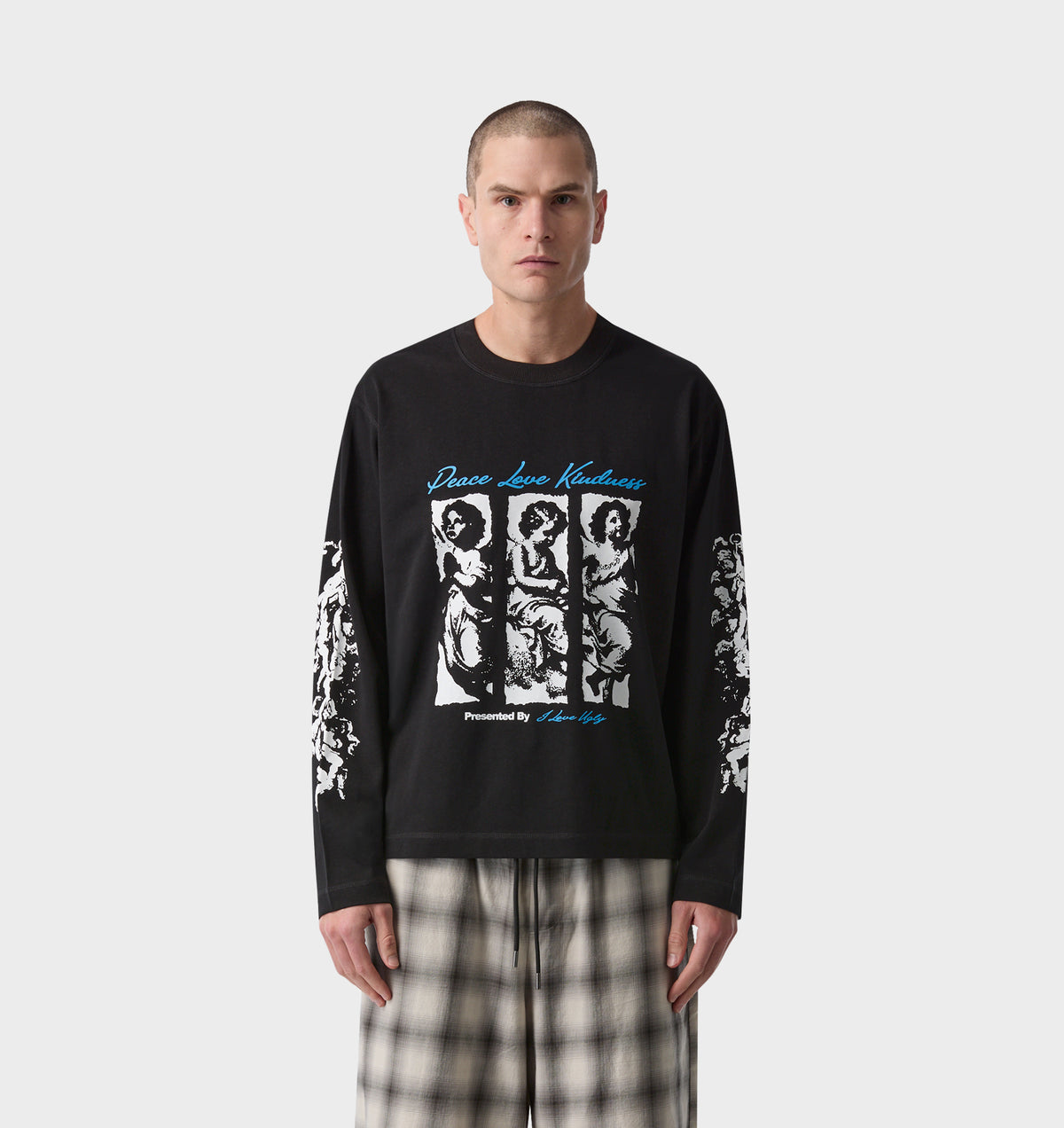 Peace Love Kindness Crop Box LS Tee - Black