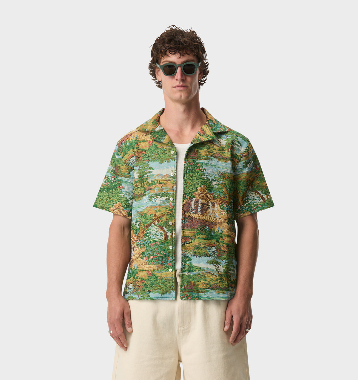 Cuban Collar SS Shirt - Orchard