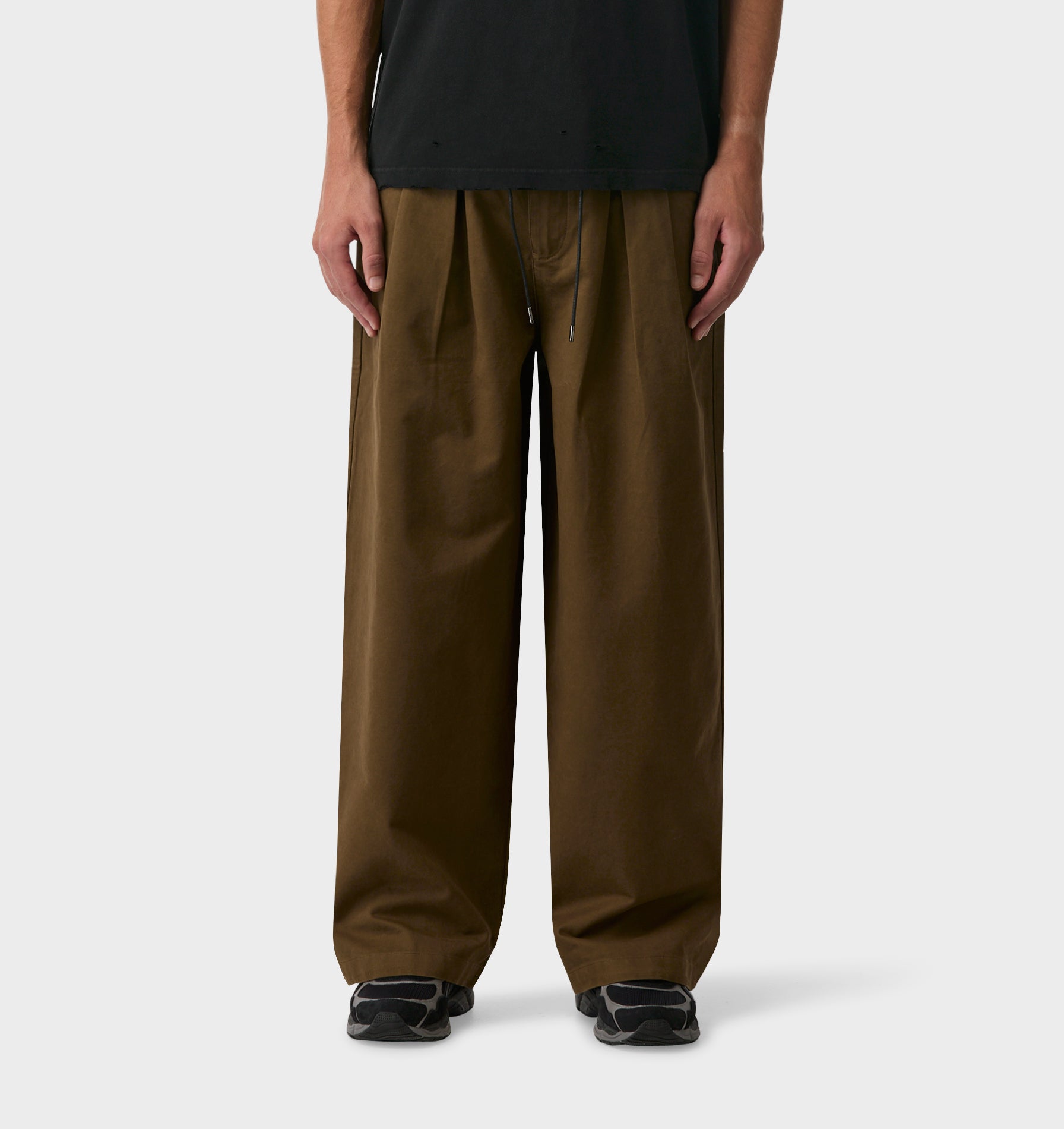 Wide Leg Pleat Pant - Khaki | I Love Ugly