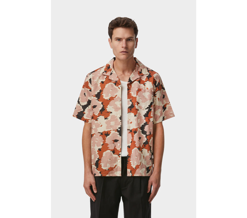 Linen Cuban Collar SS Shirt - Floral Haze