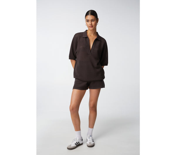 Arlo SS Knit Polo Shirt - Charcoal