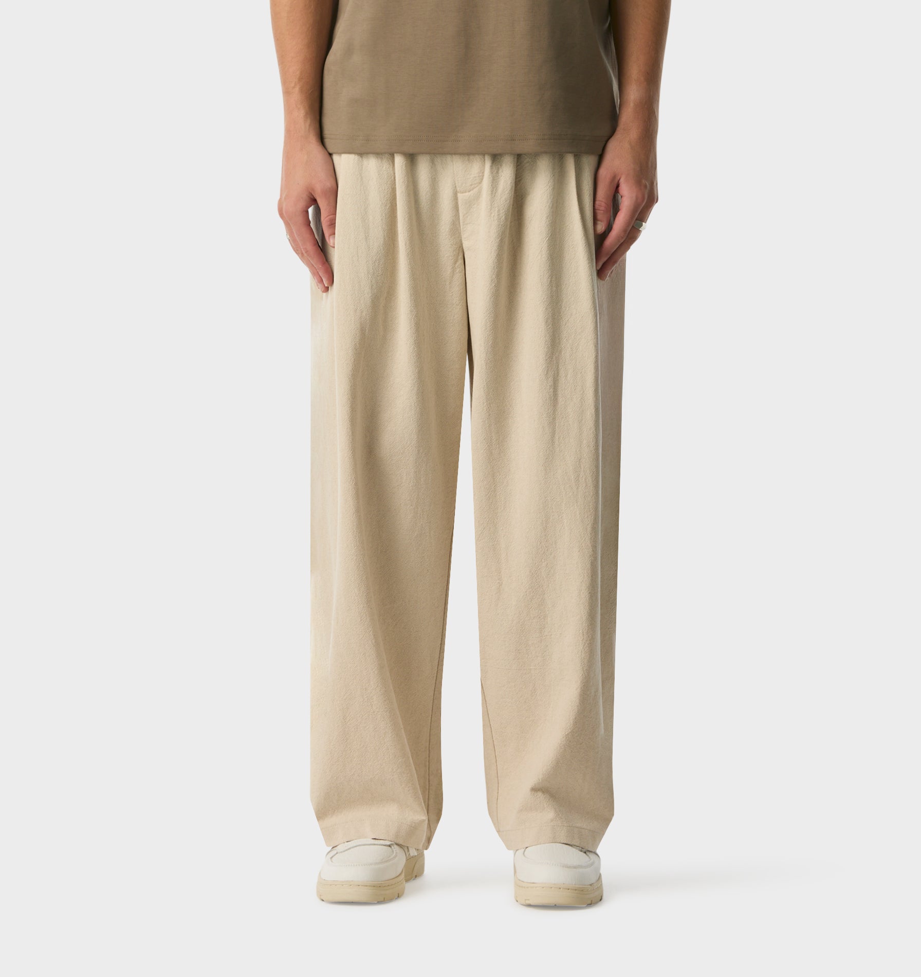 Linen Albert Pleated Pant - Bone