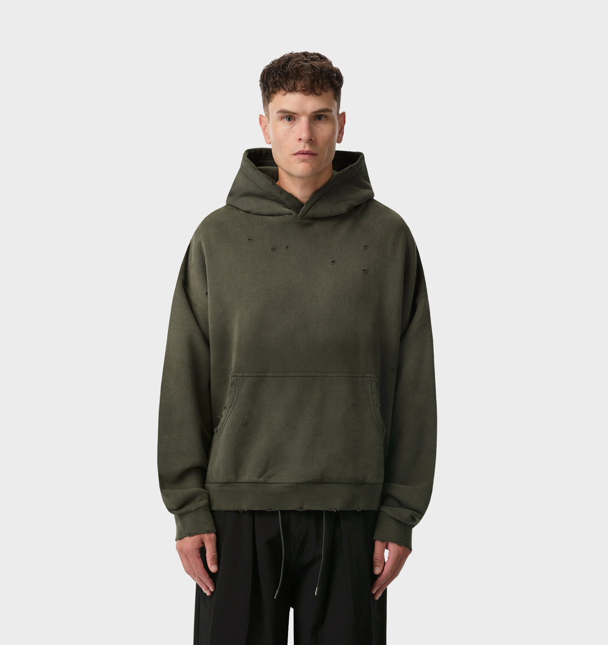 Distressed Oversized Hood - Faded Green