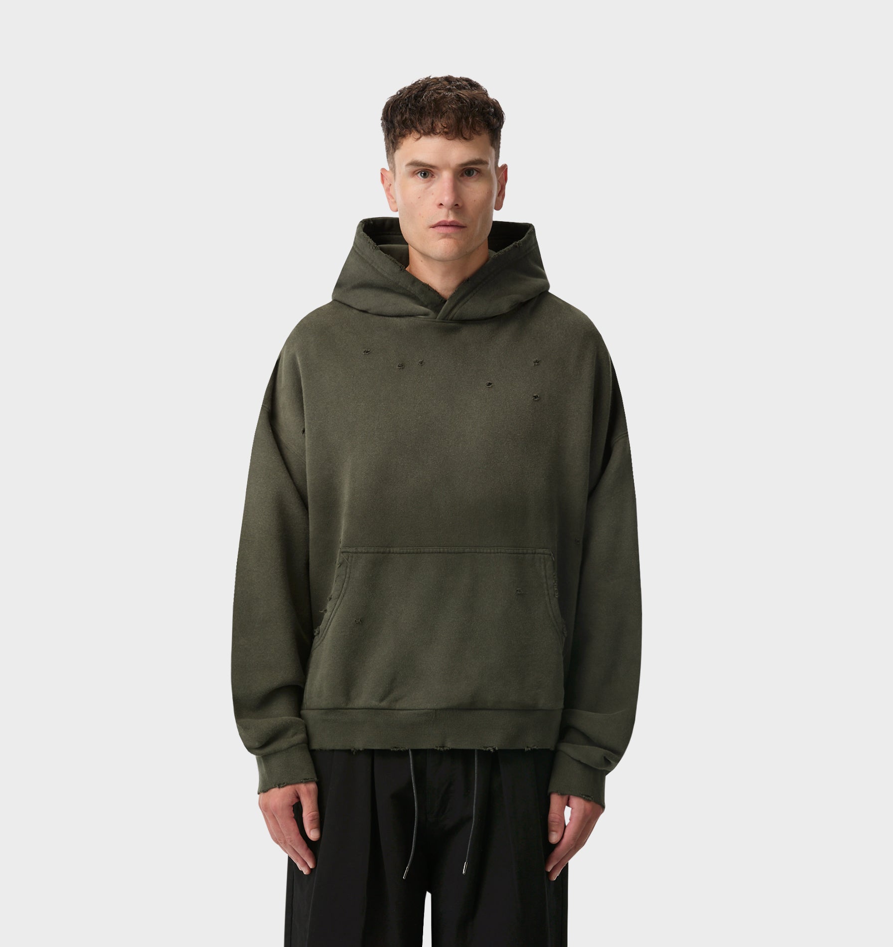 Distressed Oversized Hood - Faded Green