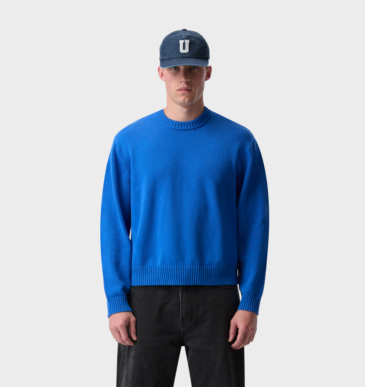 Midweight Crop Knit Sweater - Cobalt