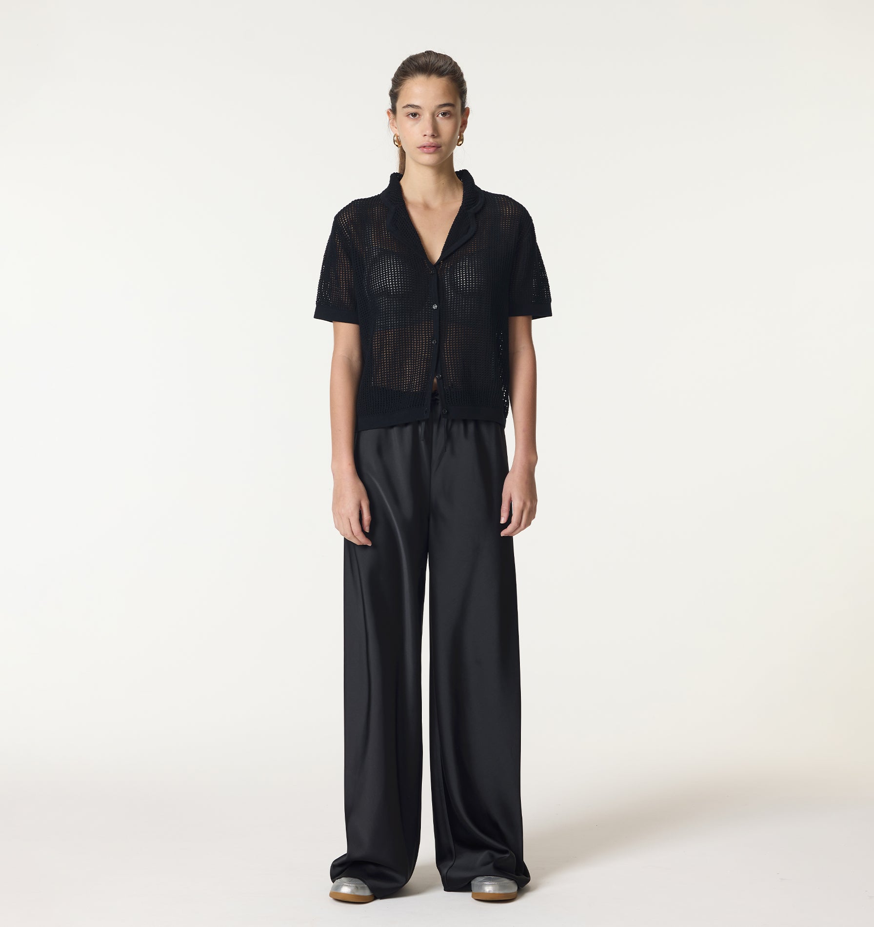 Sienna Crochet SS Shirt - Black
