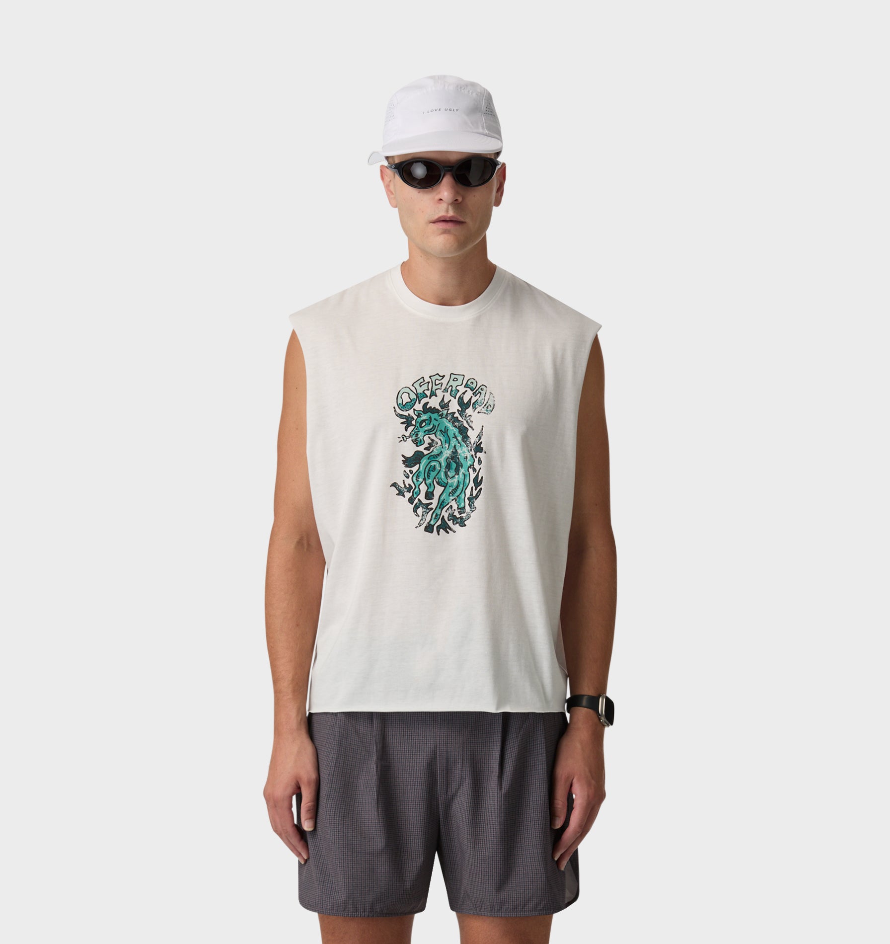 Off Road Cotton Active Crop Tank - Vintage White