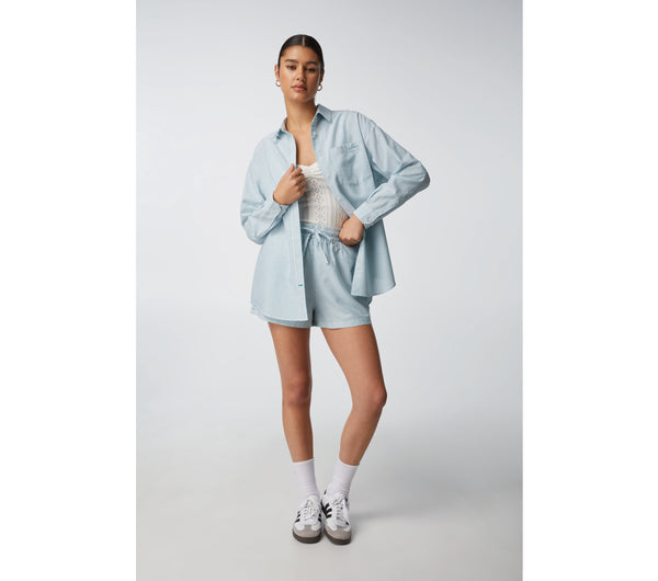 Brooklyn Oversized Shirt - Green/White Stripe