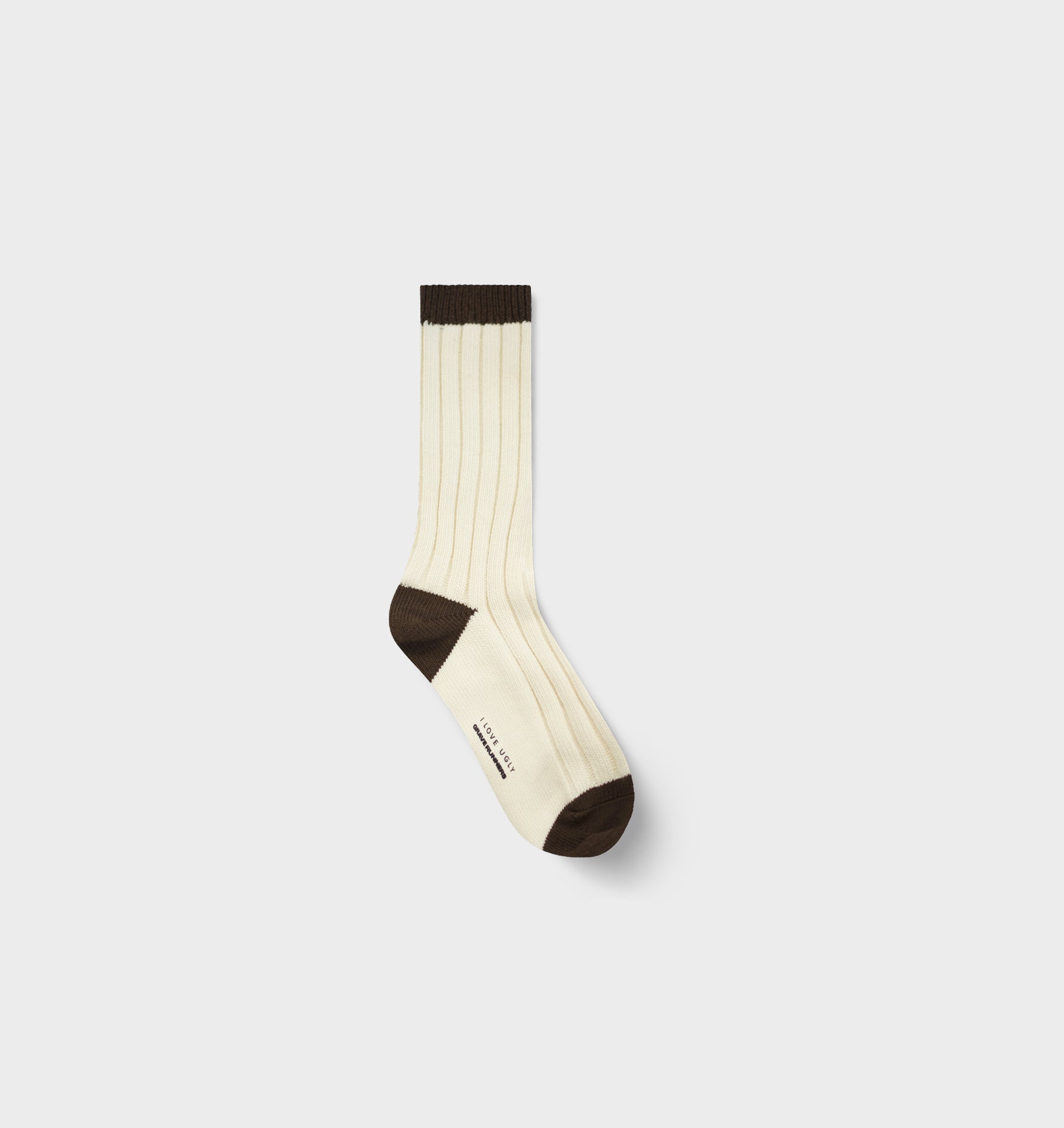 GR X ILU Ribbed Sock - Off White/Brown