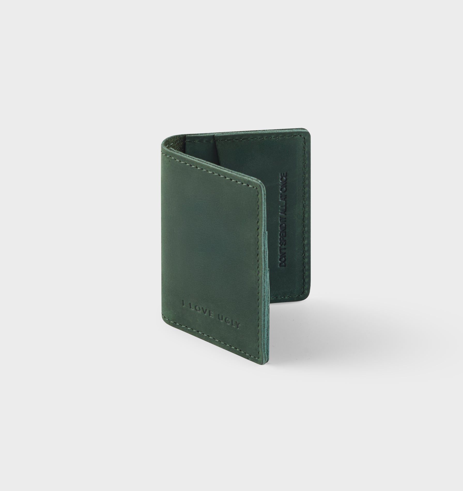 Leather Fold Card Holder - Green