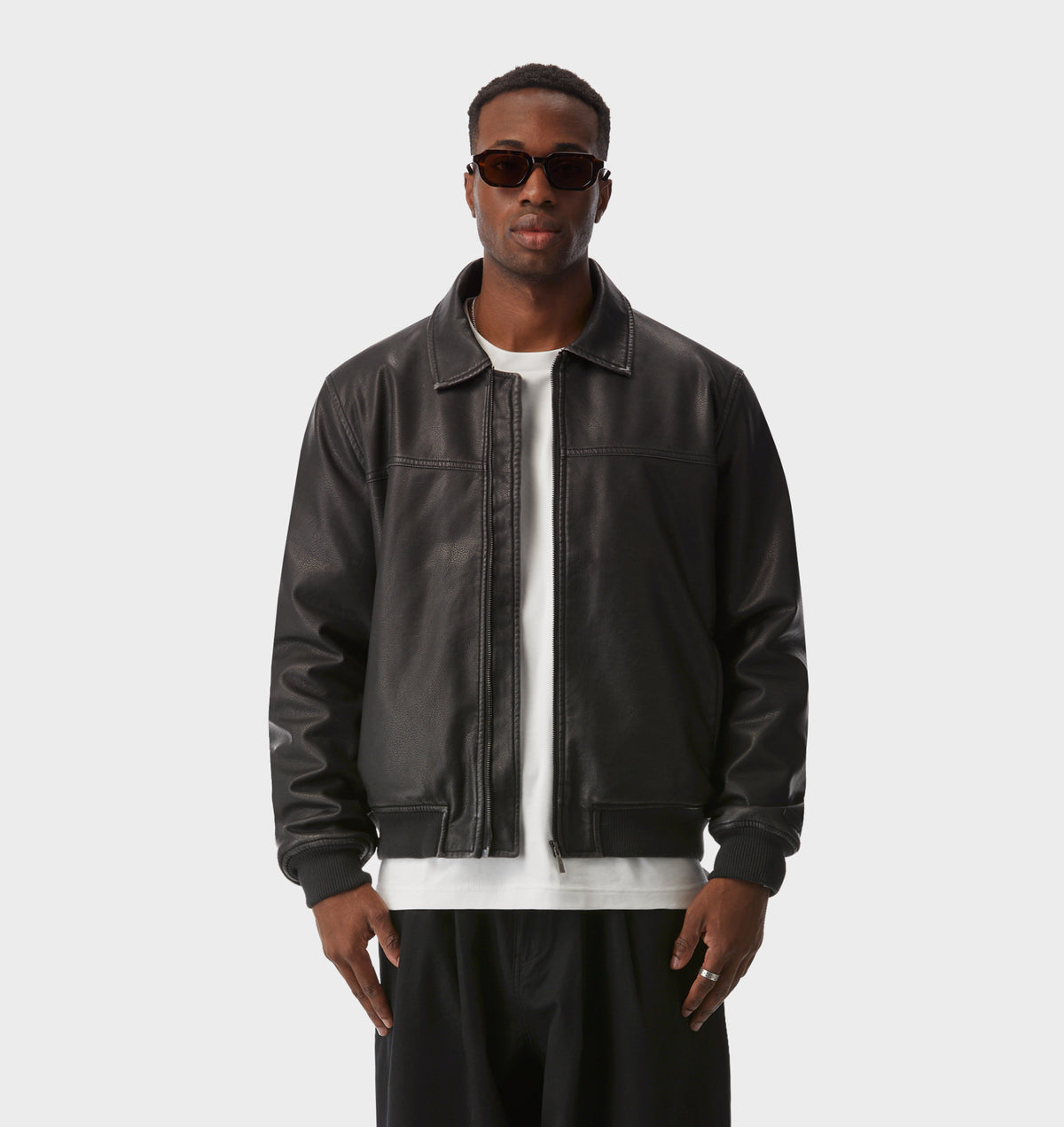 Tanner Faux Leather Jacket - Black