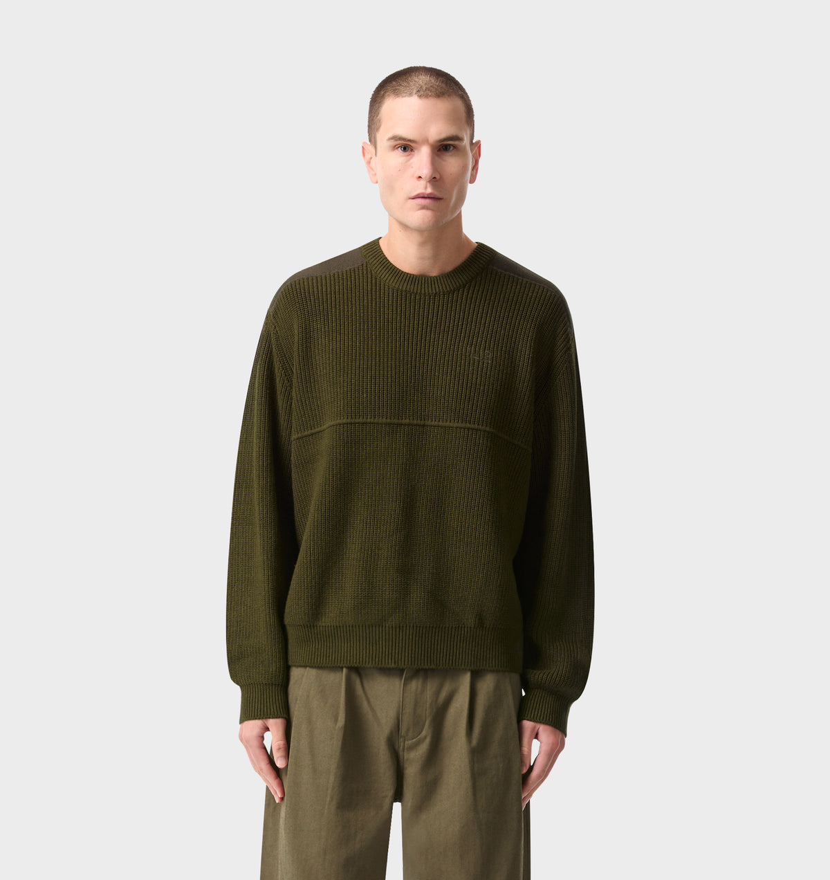 Militia Cropped Knit Sweater - Olive Marle