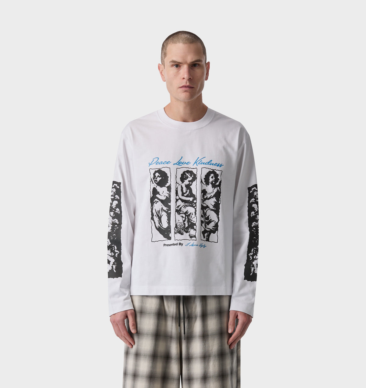 Peace Love Kindness Crop Box LS Tee - White