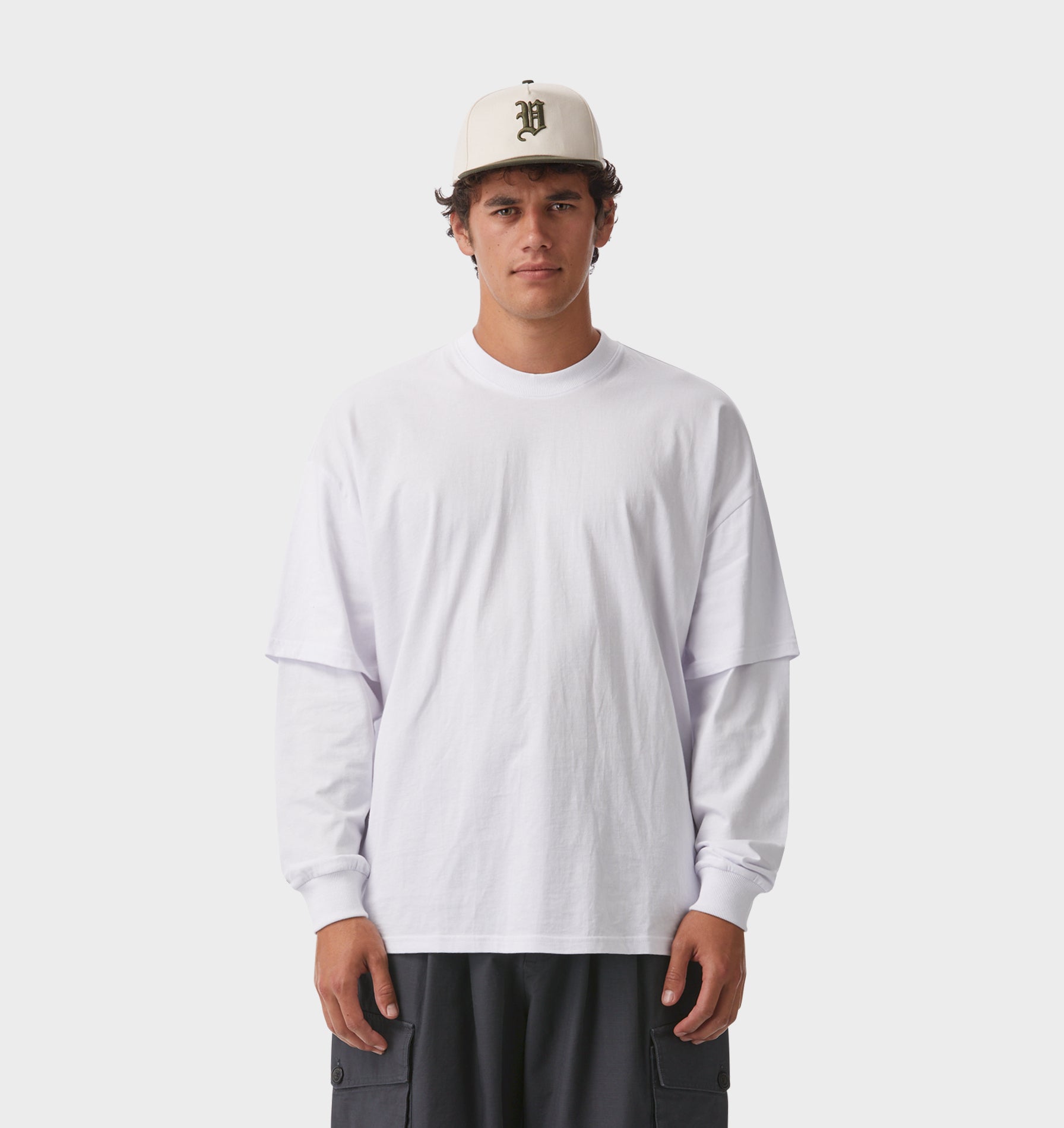Layered LS Box Tee - White