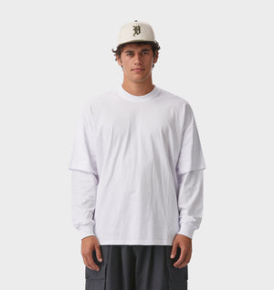 Layered LS Box Tee - White