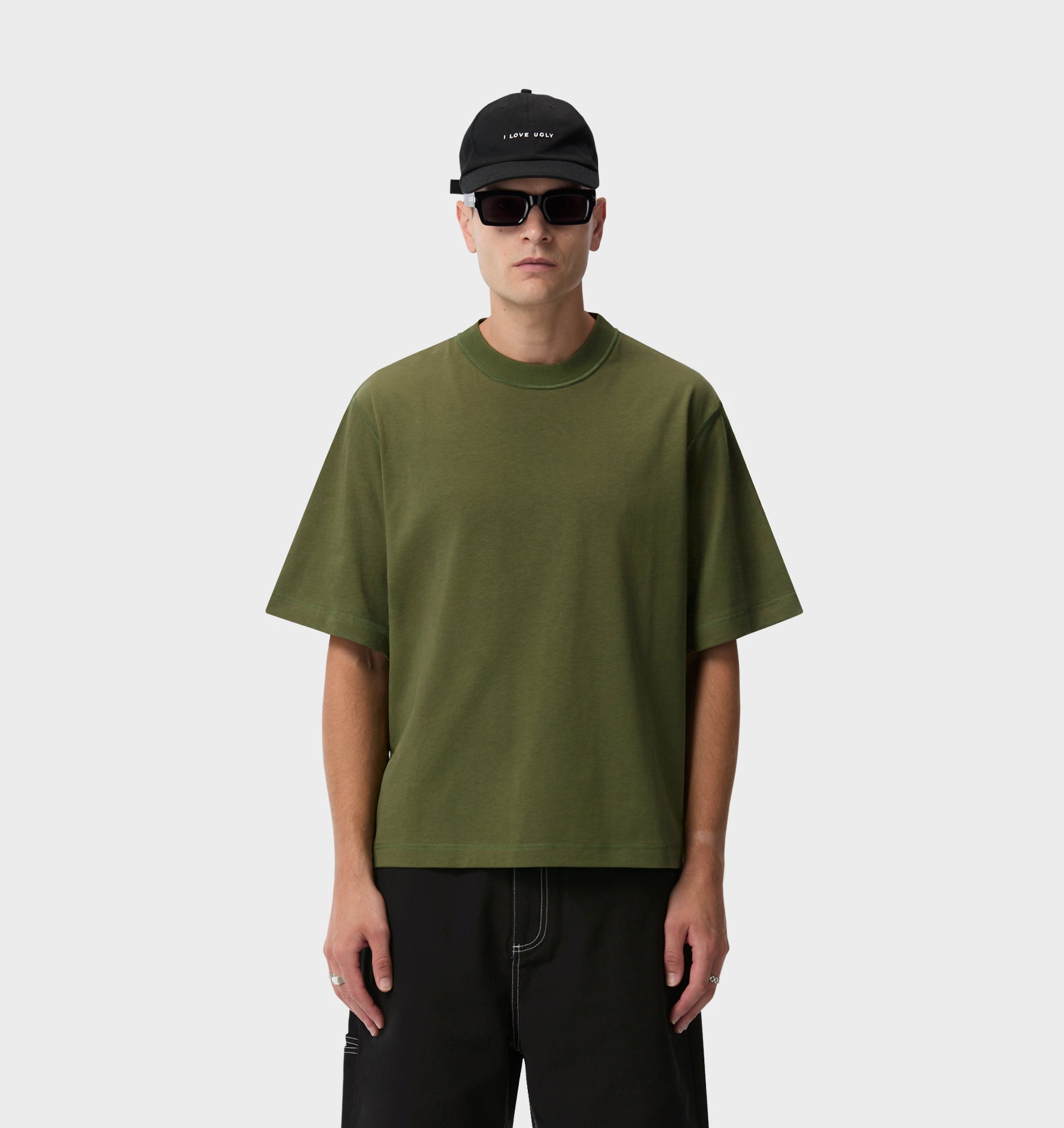 Crop Box Tee - Moss