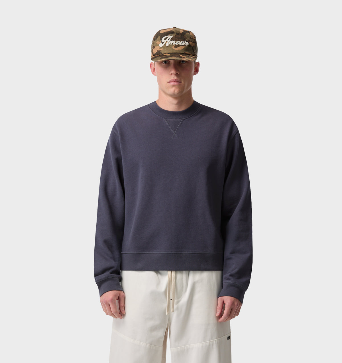 Crop Oversized Crew - Indigo