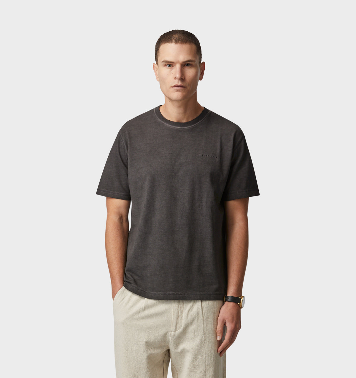 Distressed Jeremy Slim Tee - Dirty Black