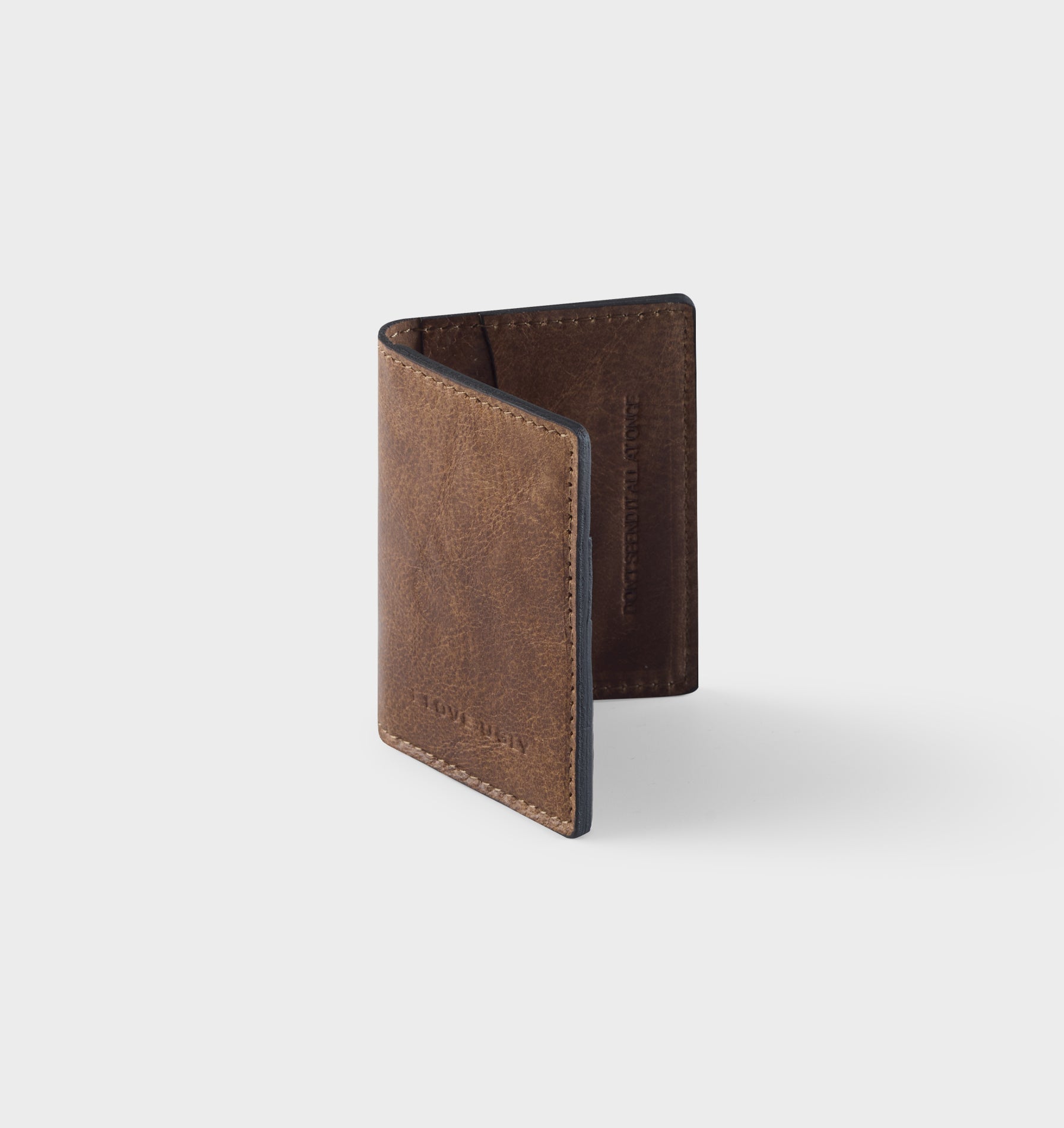 Leather Fold Card Holder - Brown