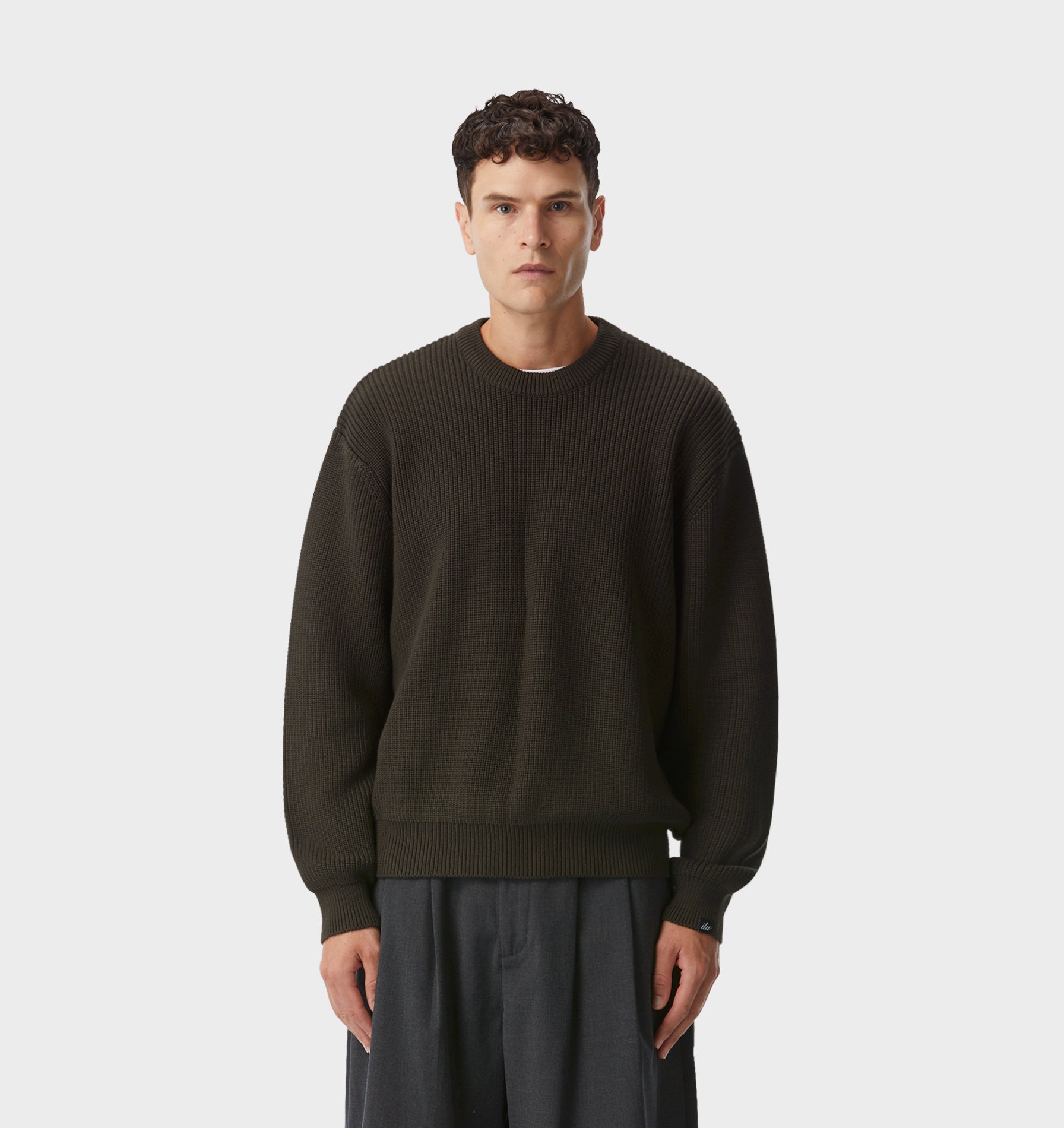 Cropped Knit Sweater - Burnt Olive