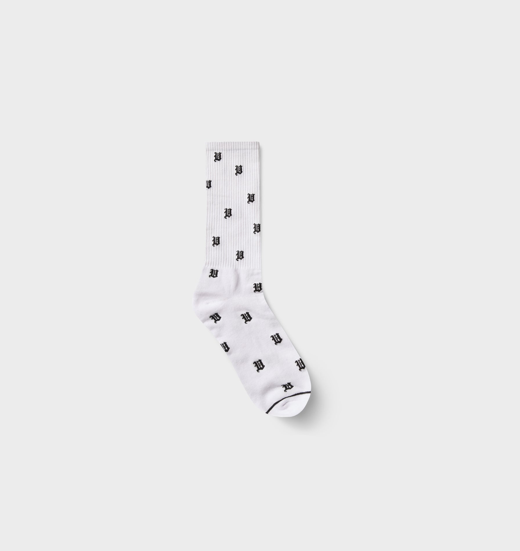 All Over 'U' Sock - White