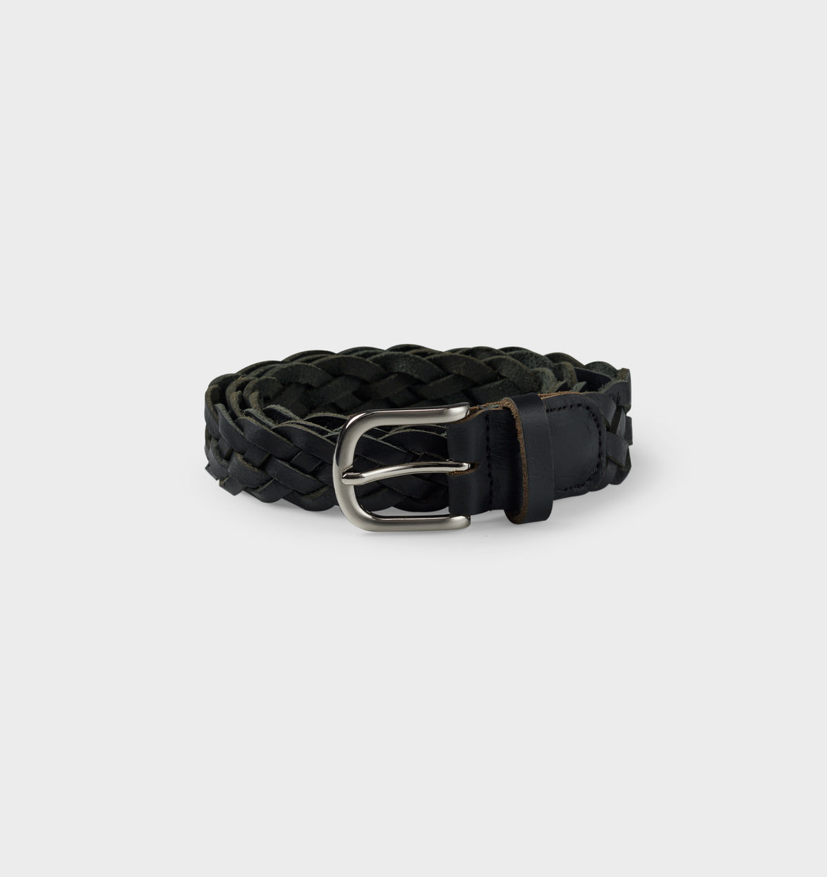 Hand-Braided Leather Belt - Black