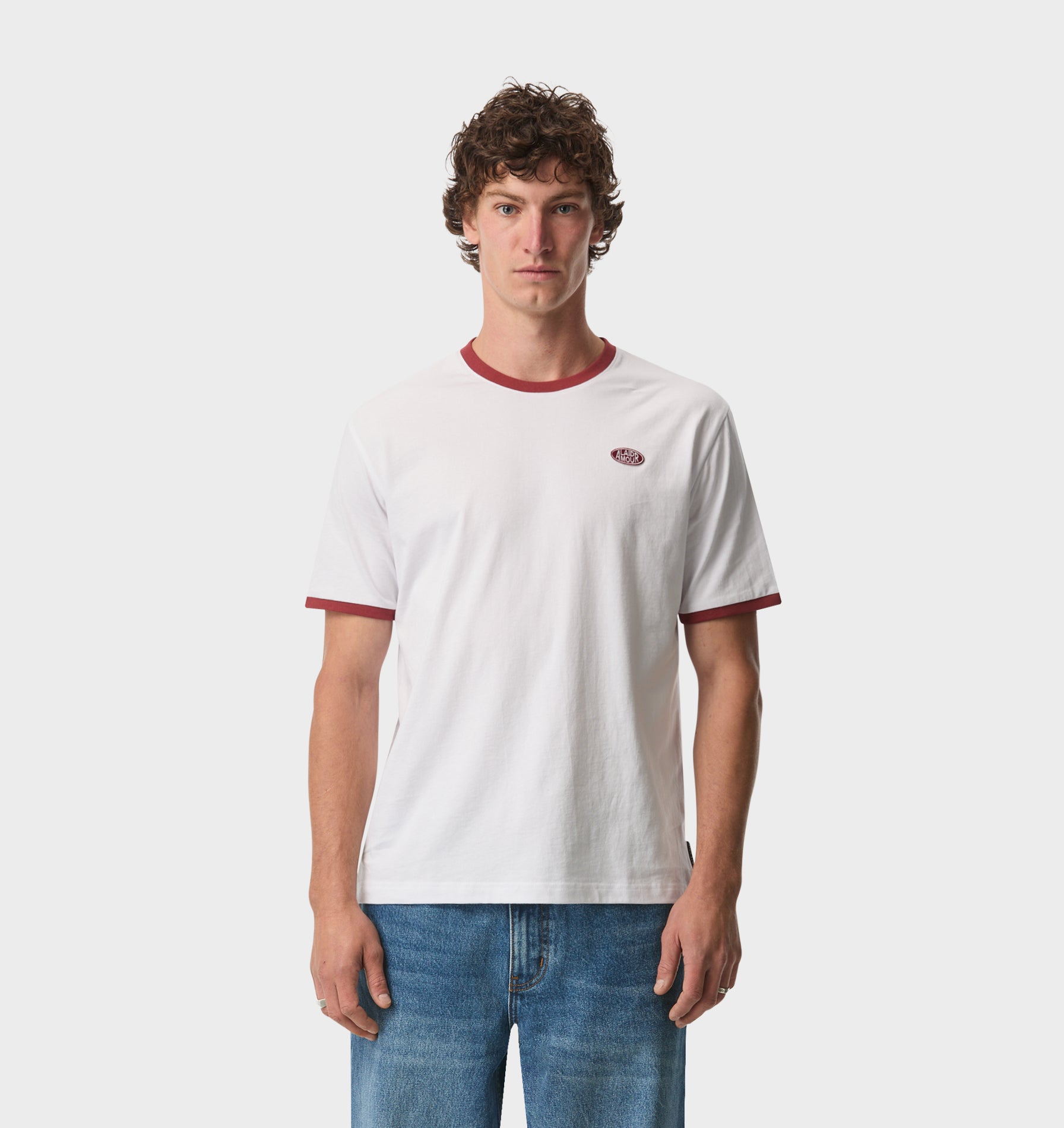 Patch Ringer Tee - White/Red