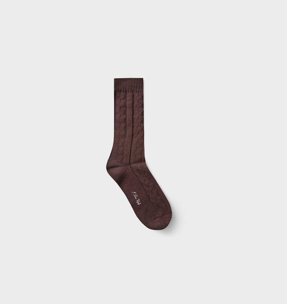 Cable Knit Crew Sock - Brown
