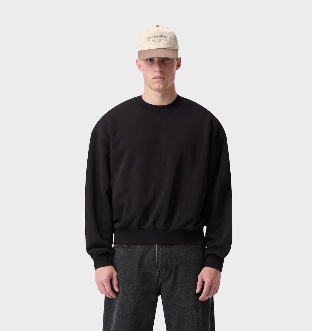 Heavy Box Crop Crew - Black
