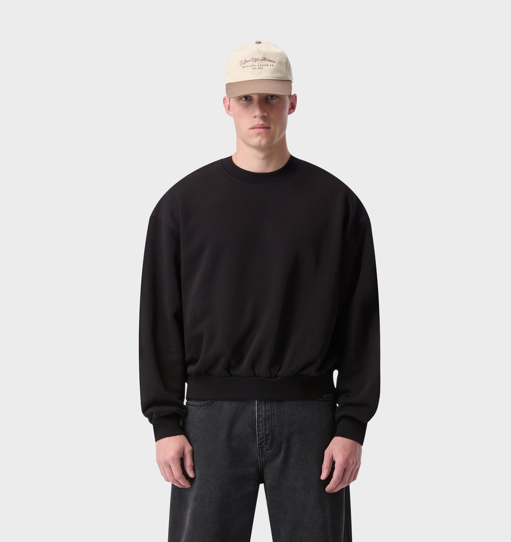 Heavy Box Crop Crew - Black