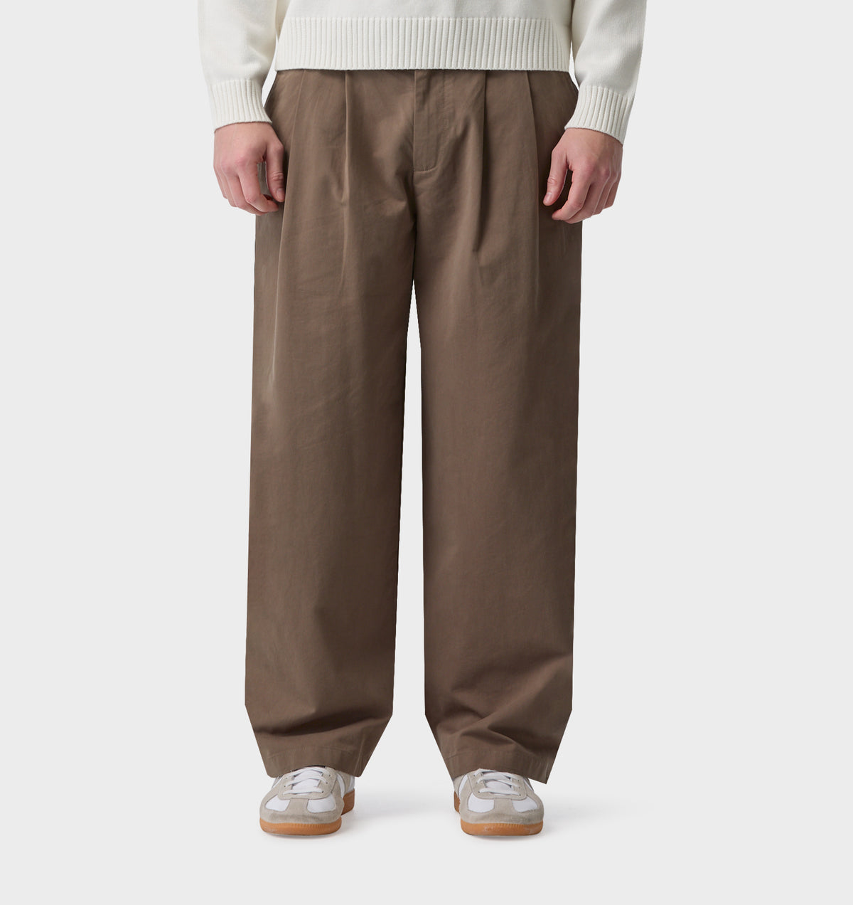 Cotton Albert Pleated Pant - Mushroom
