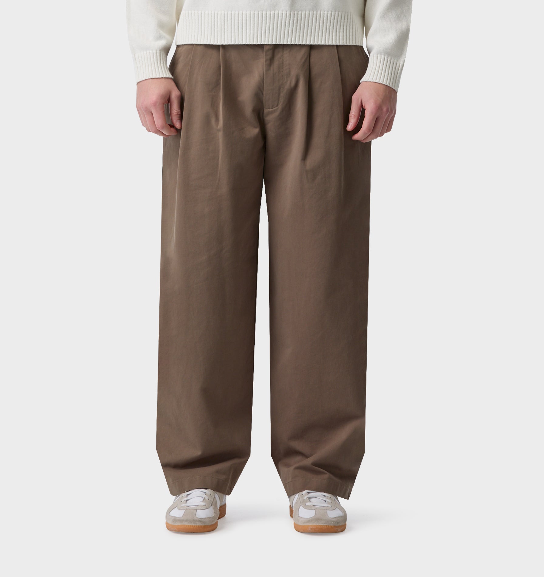 Cotton Albert Pleated Pant - Mushroom