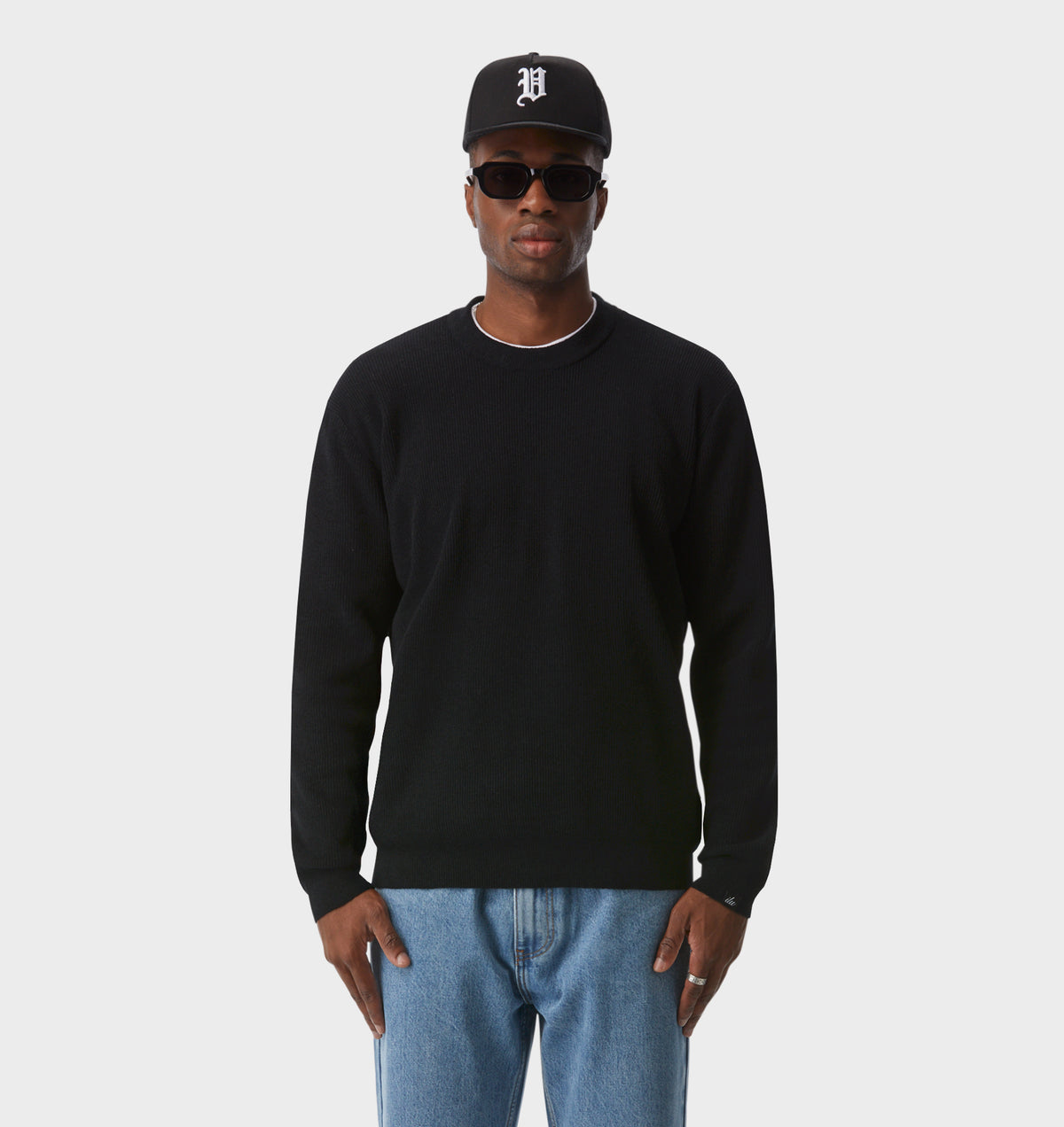 Midweight Knit Crew - Black