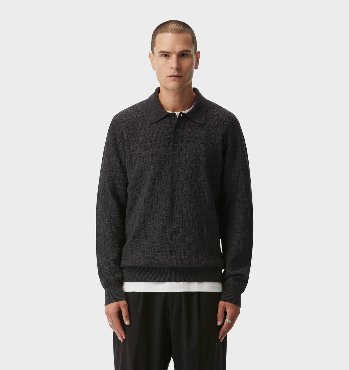 Jordan Knit LS Polo - Charcoal