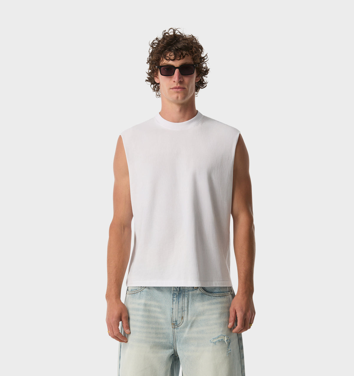 Hand Drawn Crop Tank - White