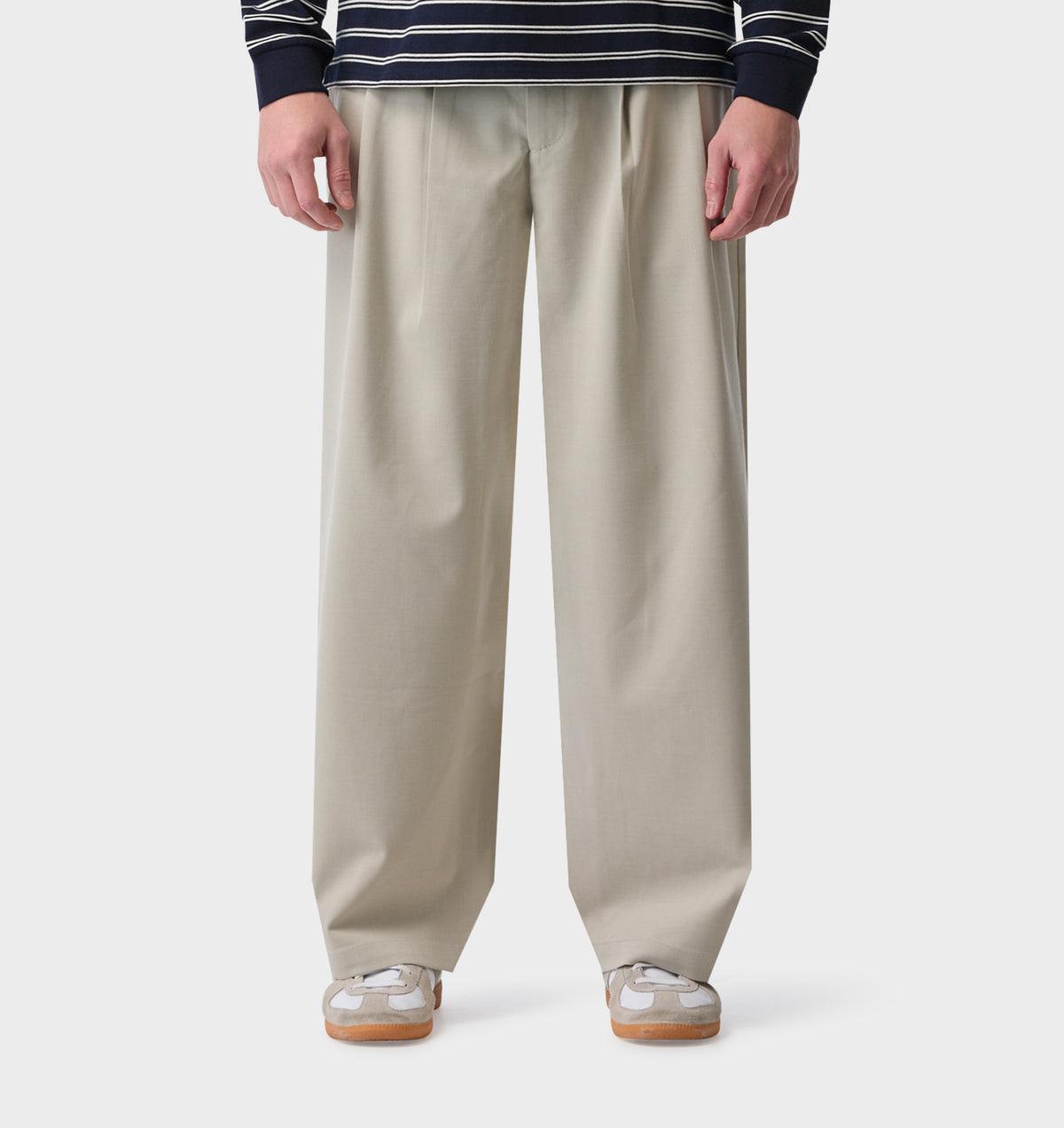 Cotton Albert Pleated Pant - Ecru