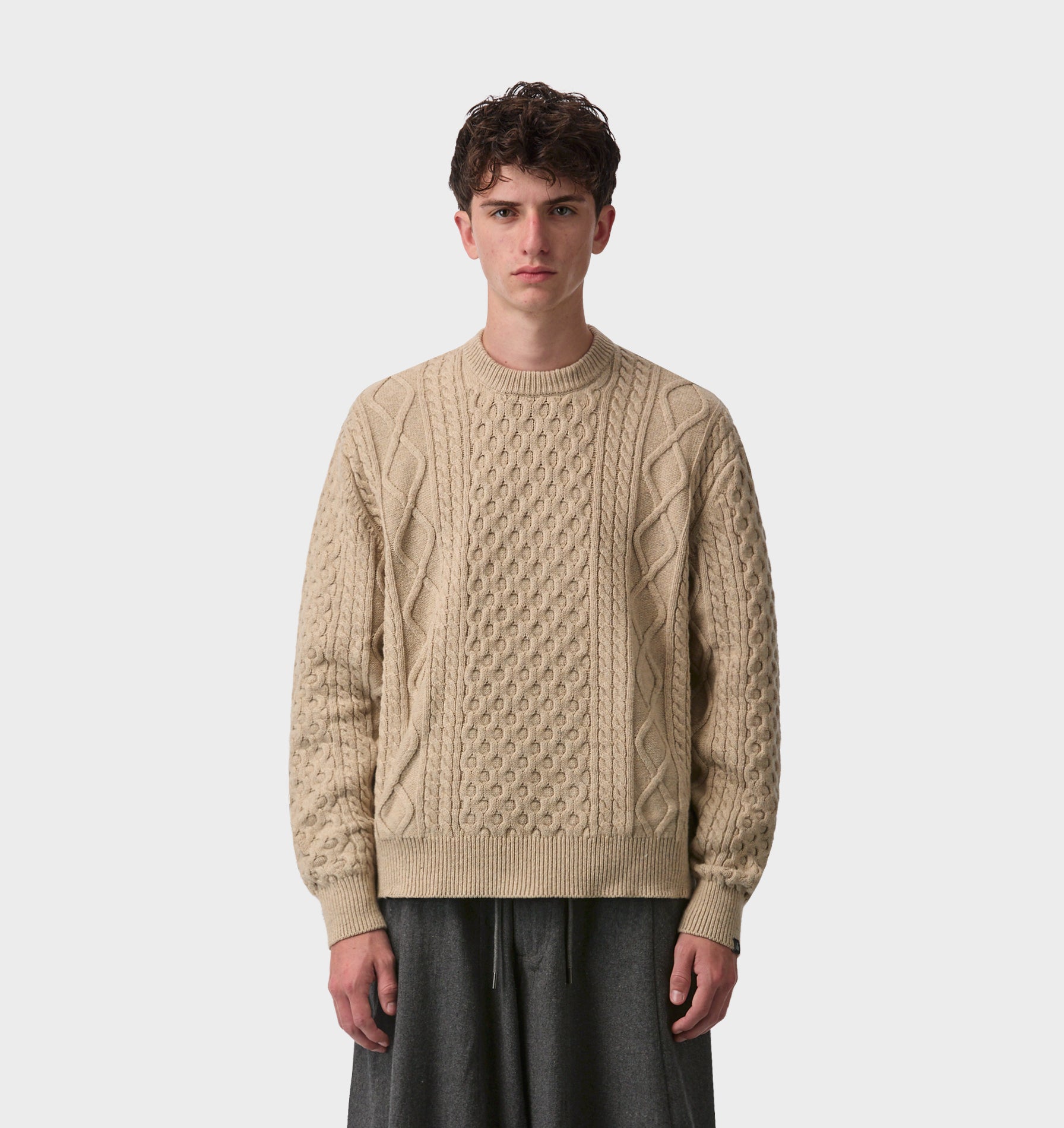 Cable Crop Knit Sweater - Off White