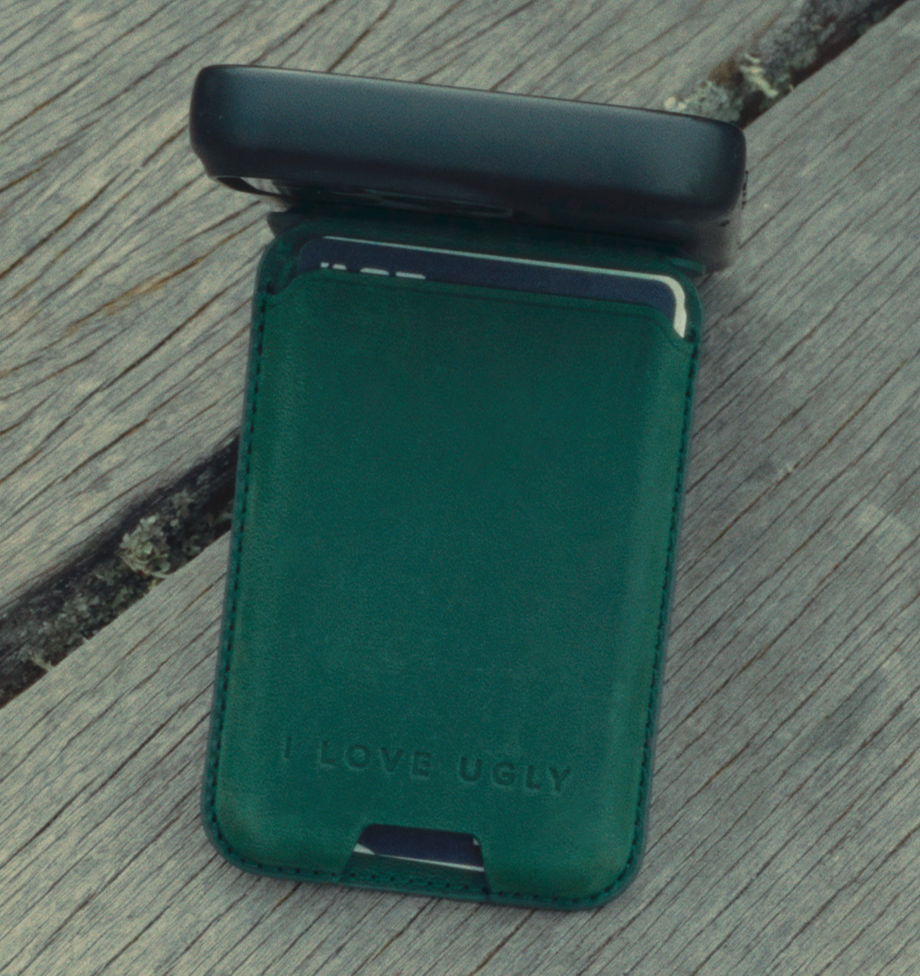 Leather Mag-Safe Card Holder - Green