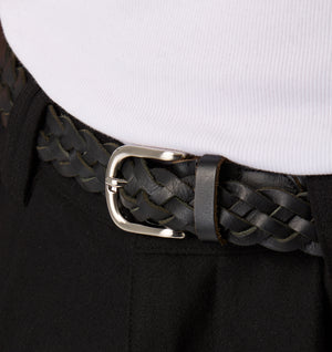 Hand-Braided Leather Belt - Black