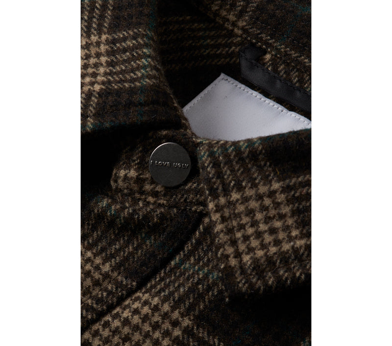 Wool Check Overshirt - Beige/Green