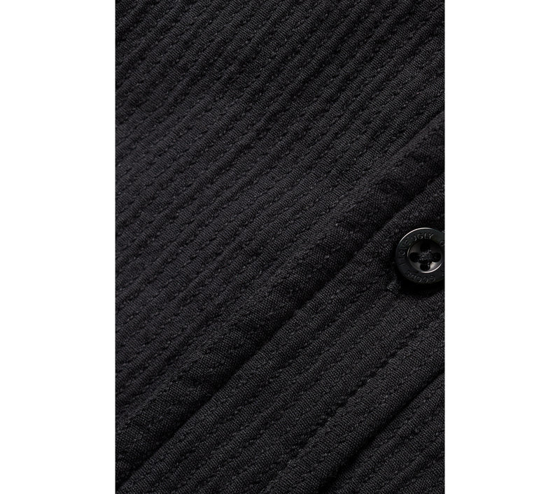 Textured Cuban Collar LS Shirt - Black