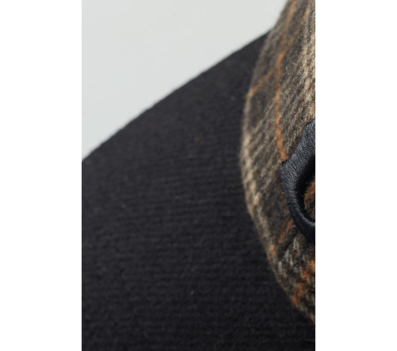 Wool Porter Cap - Beige/Orange Check