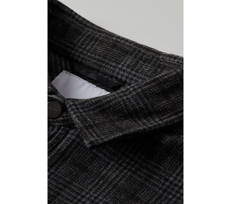 Wool Check Overshirt - Charcoal