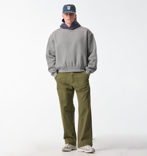 Heavy Crop Box Hood - Grey Marle/Indigo