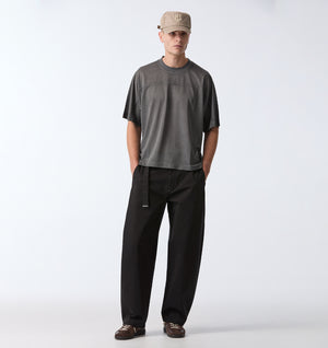 Belted Barrel Leg Pant - Black