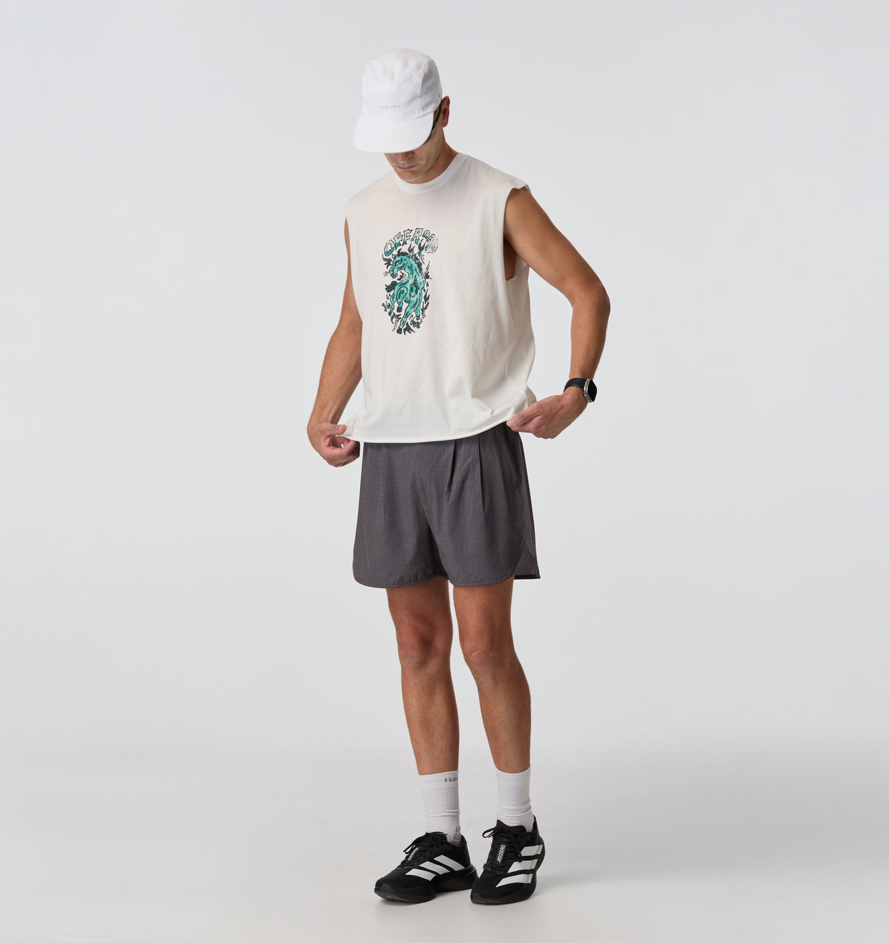 Off Road Cotton Active Crop Tank - Vintage White